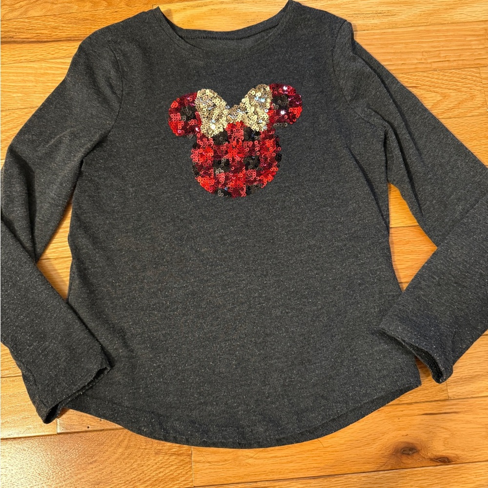 Disney Charcoal Long Sleeve with sequin Minnie Mouse Design